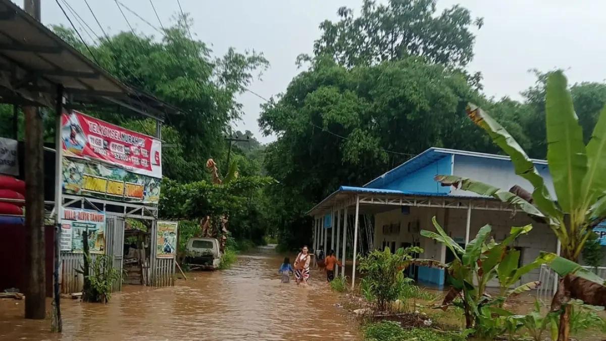 BANJIR: Luapan Sungai Amandit rendam kawasan permukiman warga di Dusun Tanuhi, Desa Hulu Banyu, Kecamatan Loksado.