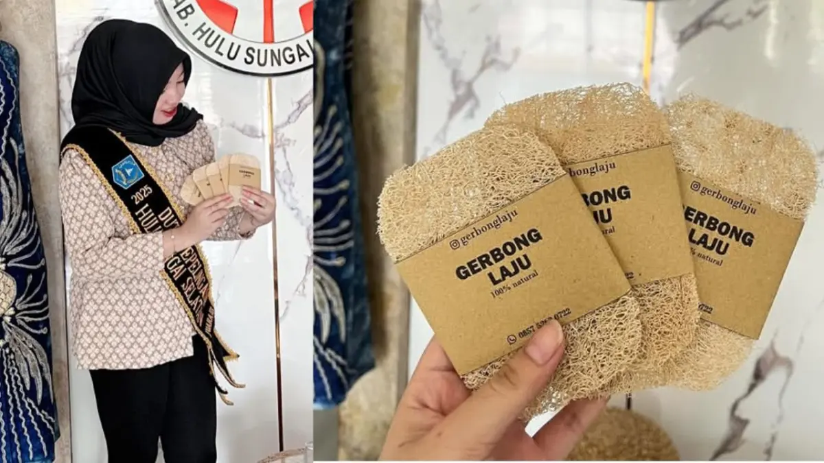 SPON ALAMI: Aisha Fitria ciptakan inovasi spon alami dari Oyong.