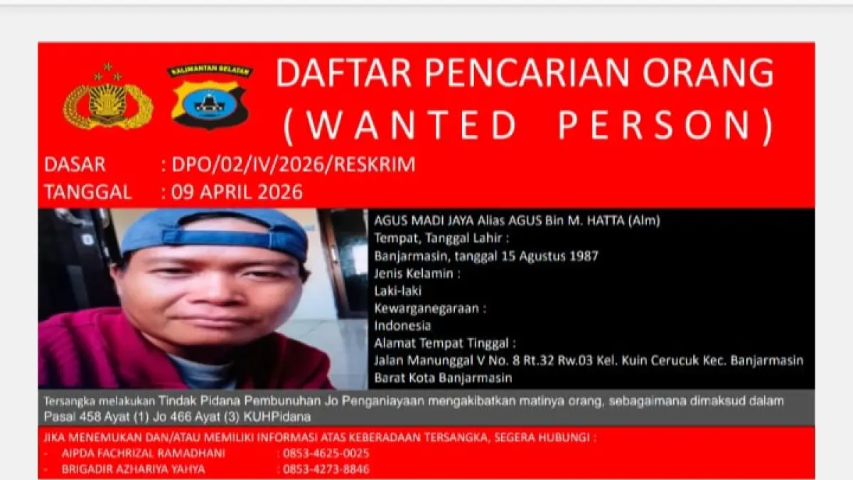 DIBURU: Foto identitas Agus Madi Jaya alias Agus yang kini masuk daftar pencarian orang (DPO) dan masih dalam pengejaran aparat kepolisian.