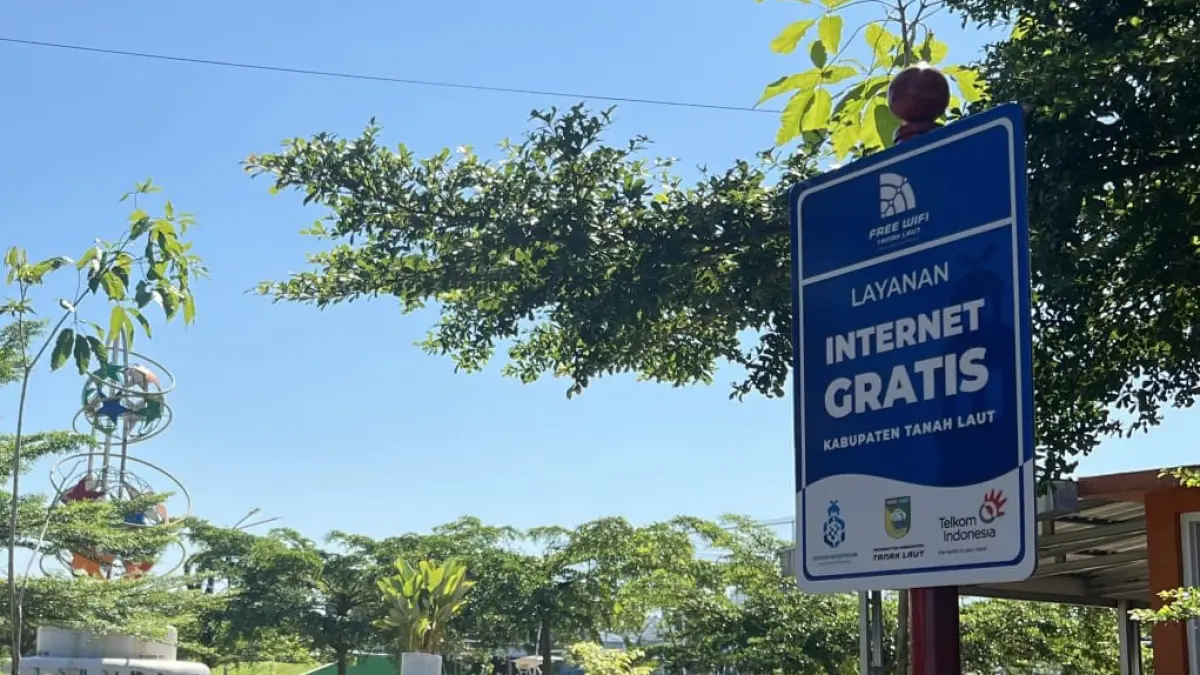FASILITAS: Inilah salah satu titik layanan WiFi gratis di RTH Hasan Basri yang disediakan Diskominfostasan Tala. 