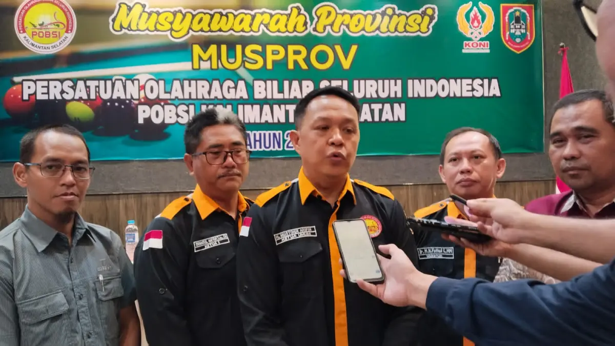WAWANCARA: H Musthohir Arifin (H Imus) terpilih secara aklamasi sebagai Ketua Umum Pengprov POBSI Kalsel periode 2025-2030 dalam agenda Musprov POBSI Kalsel 2026 di Hotel Roditha Banjarmasin, Sabtu (18/4/2026).(Foto: Humas Pengprov POBSI Kalsel)