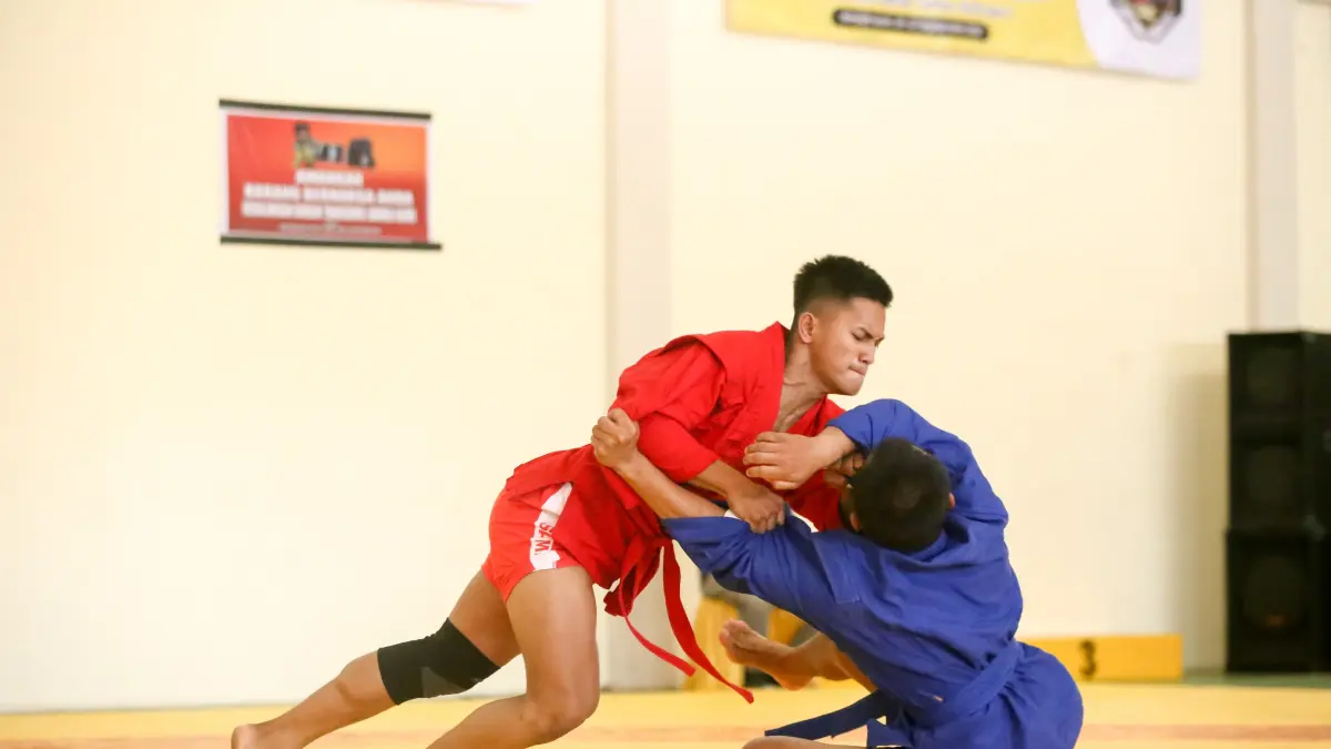 SAMBO: Suasana pertandingan sambo yang berlangsung beberapa waktu lalu, kini Persambi Kalsel akan dipimpin, Afrizal periode 2026-2030. (M Idris Jian Sidik)