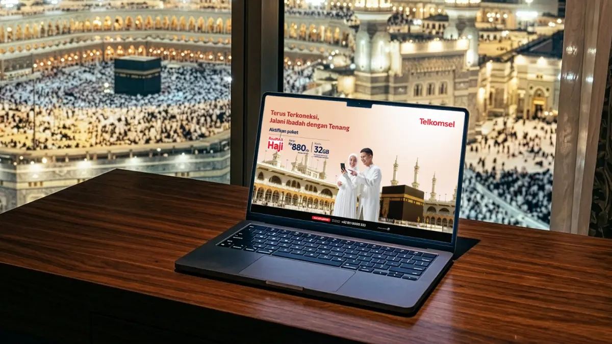 KUOTA INTERNET:Telkomsel layani jemaah Haji sepenuh hati dengan hadirkan akses 5G hingga 100 Mbps dan layanan pelanggan 24/7 bebas biaya di Tanah Suci dan Indonesia.