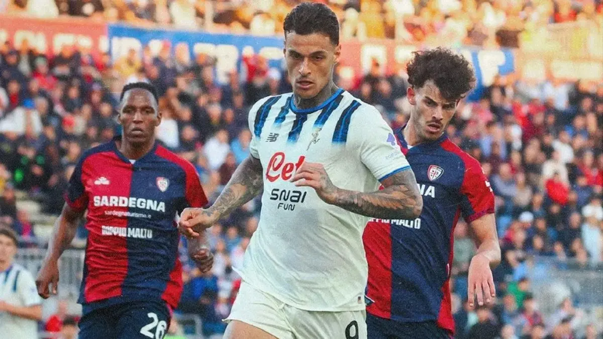 TUMBANG: Atalanta tumbang di kandang Cagliari, Senin (27/4).&nbsp;
(@Atalanta_BC/X).