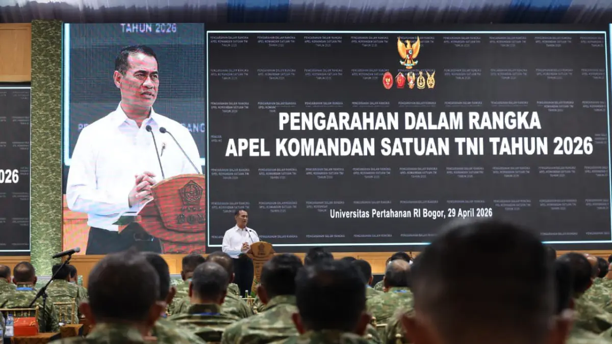 SAMBUTAN:Menteri Pertanian, Andi Amran Sulaiman saat berpidato di hadapan prajurit TNI Universitas Pertahanan Ri di Bogor, Rabu (29/4/2026).(Foto: Kementan) 