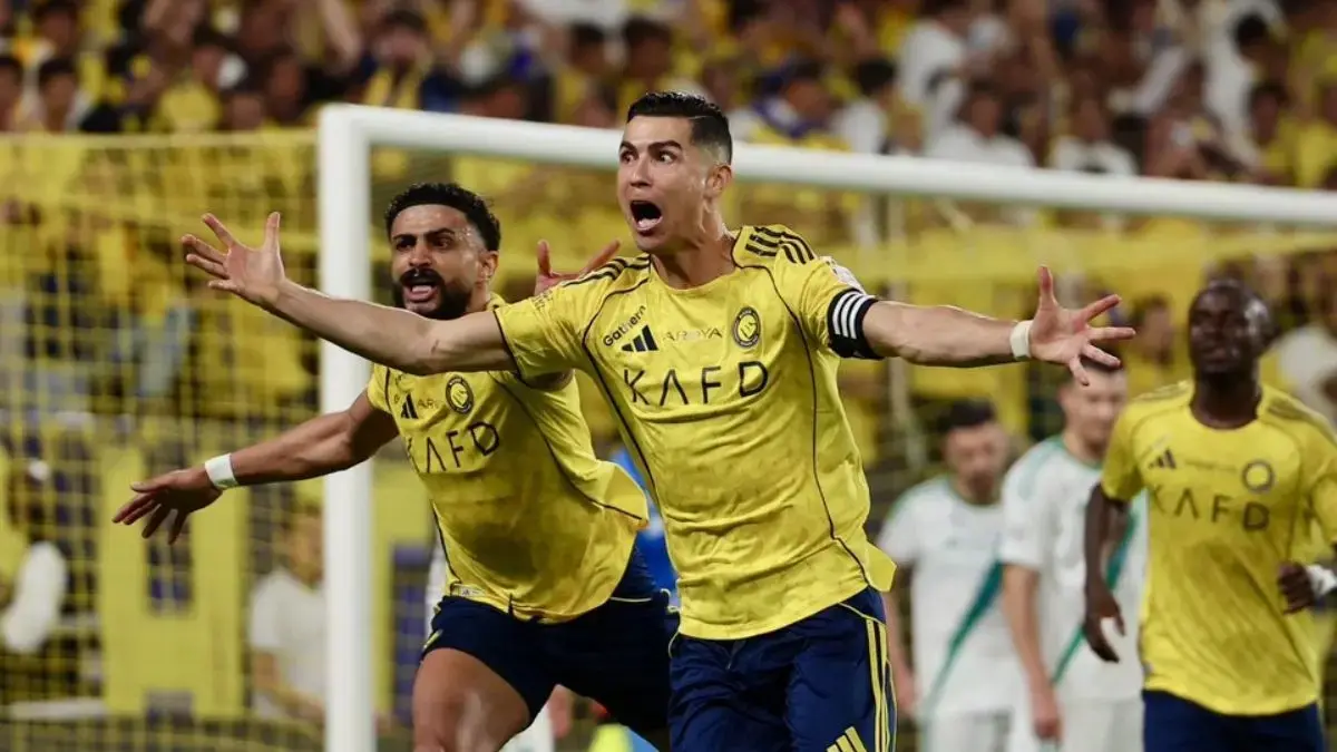 CETAK GOL: Cristiano Ronaldo cetak gol ke-25 musim ini untuk Al Nassr.&nbsp;
(@Cristiano/X)