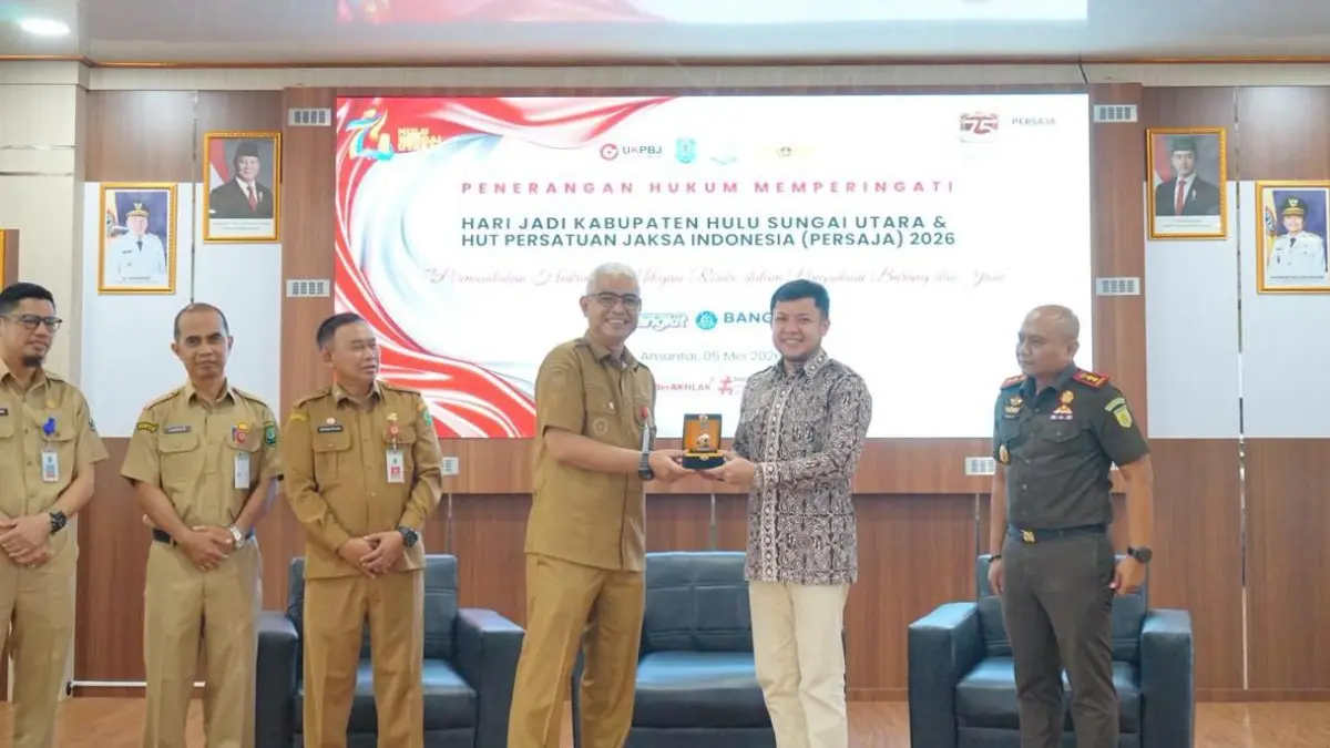HADIR:Wakil Bupati HSU, Hero Setiawan menghadiri kegiatan penerangan hukum pengadaan barang dan jasa di Aula BPKAD HSU, Selasa (5/5/2026).(Foto:Pemkab HSU)

