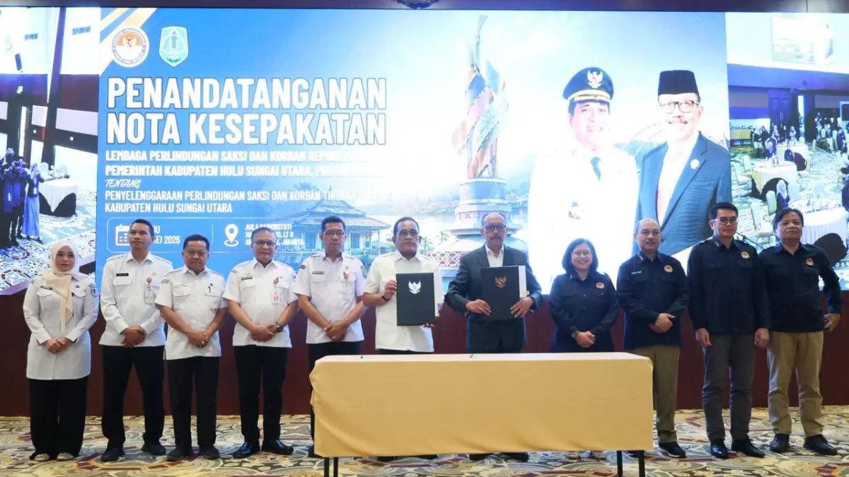 HADIR:Bupati Kabupaten HSU, H Sahrujani melakukan kerja sama dengan pihak Lembaga Perlindungan Saksi dan Korban (LPSK) di Jakarta, Rabu (13/5/2026).(Foto: Pemkab HSU)