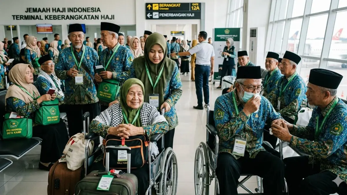 Ilustrasi calon jemaah haji lansia. | Foto: Gemini/Google