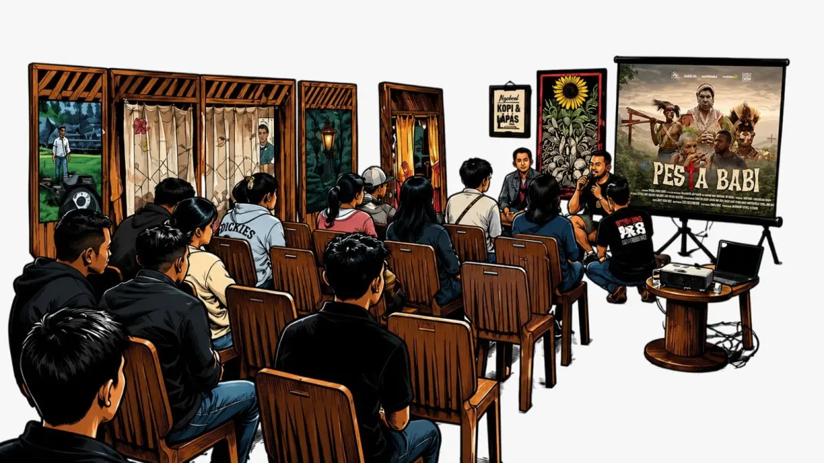 Ilustrasi penontonan Film Pesta Babi
