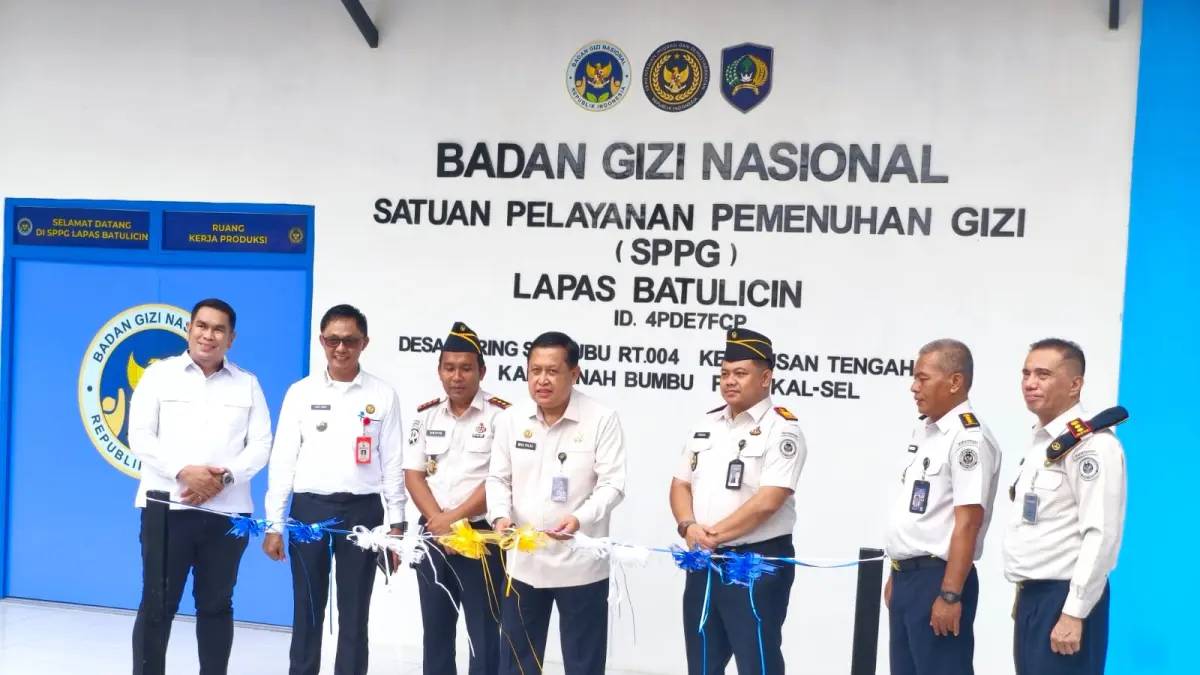 PERESMIAN: Jajaran Lapas Kelas III Batulicin meresmikan gedung Satuan Pelayanan Pemenuhan Gizi (SPPG) di lingkungan Lapas Batulicin. (Foto: Zulqarnain/Radar Banjarmasin)