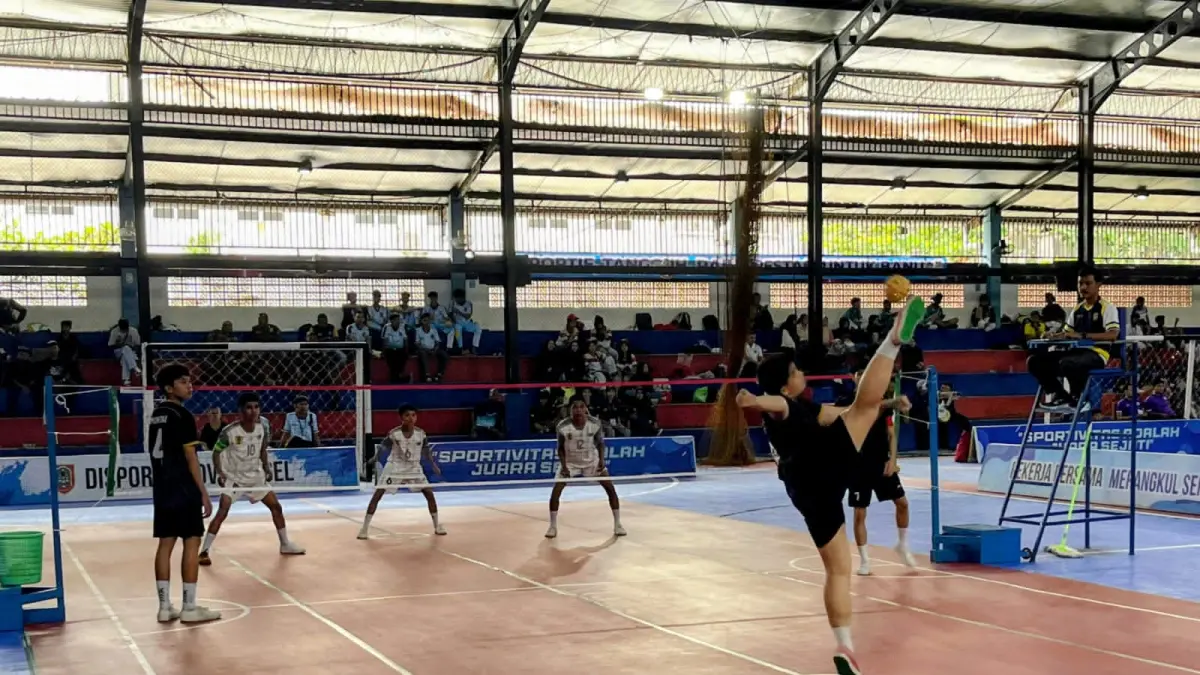 LAGA: Penampilan tim sepak takraw Kabupaten HSU pada ajang POPDA Kalsel 2026 di Banjarmasin, Rabu (20/5/2026).(Foto: Pemkab HSU)