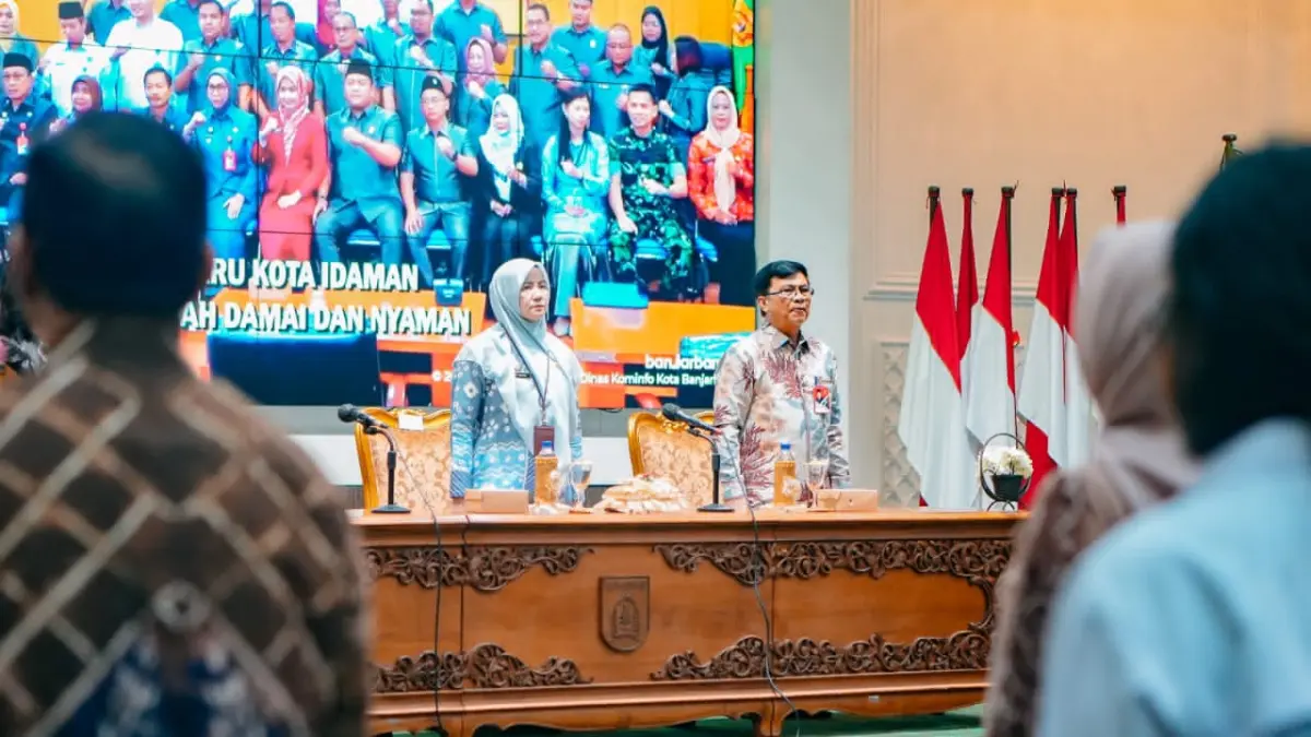 RAKOR:Suasana jalannya Rapat Koordinasi Forum Komunikasi Tanggung Jawab Sosial Perusahaan di Aula Gawi Sabarataan Banjarbaru, Kamis (21/5/2026).(Foto: MC Banjarbaru)