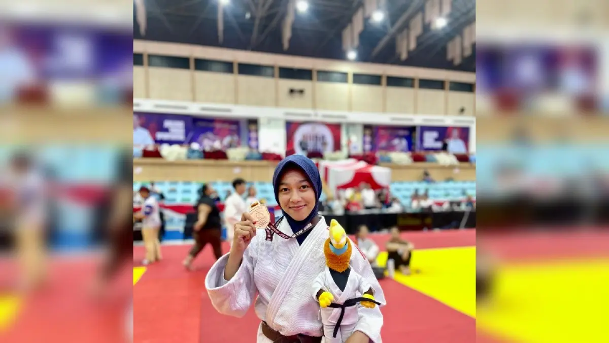 MEMBANGGAKAN : Arum Mustika Dewi, salah satu atlet Judo Tala yang meraih medali pada ajang Judo Kapolri Cup 2026 di GOR Segiri, Samarinda. (Foto : Dorus untuk Radar Banjarmasin)