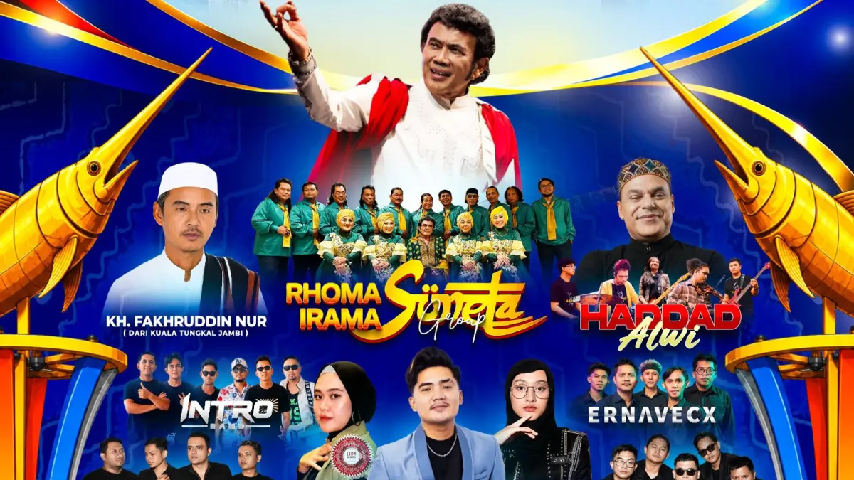 BAKAL RAMAI: Poster resmi HUT ke-76 Kotabaru yang menampilkan deretan artis nasional dan lokal.