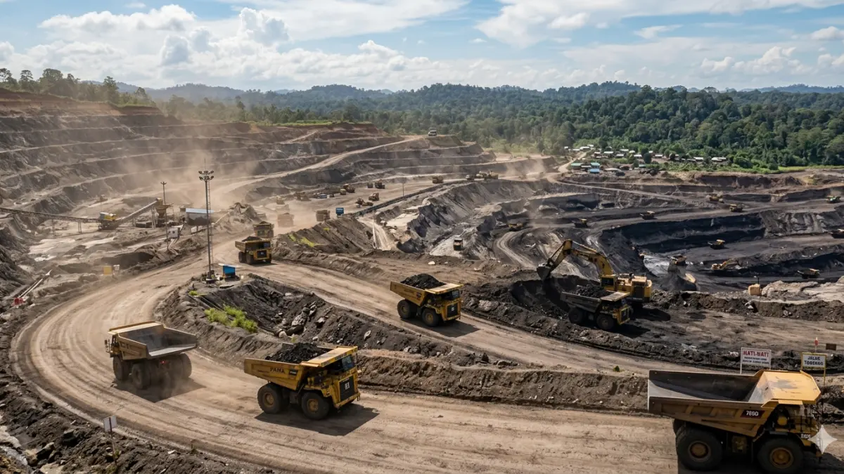 Ilustrasi tambang batu bara. | Foto: Gemini/Google