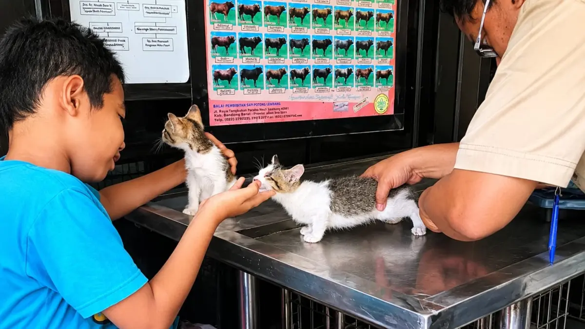 KESEHATAN HEWAN: Petugas Klinik Hewan Kawanku Bungas milik Dinas Pertanian Kabupaten Banjar memeriksa kesehatan hewan peliharaan warga dalam layanan klinik keliling “Lakiku Bungas”. (FADLAN ZAKIRI/RADAR BANJARMASIN)
