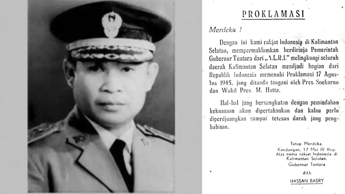 Brigjend H. Hassan Basry dan Teks Proklamasi 17 Mei 1949.(Foto: Istimewa)