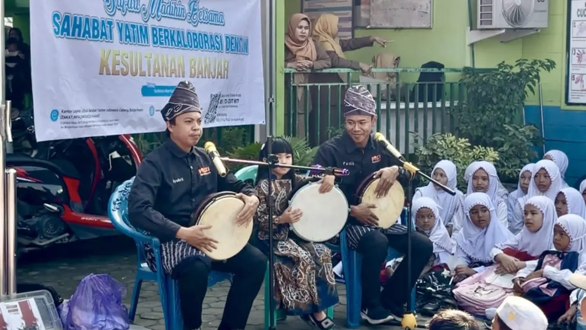 SENI BUDAYA: Kegiatan Safari Madihin Goes To School di SDN Sungai Lulut 1 Kabupaten Banjar, Rabu (3/6/2026).(Foto:Istimewa)