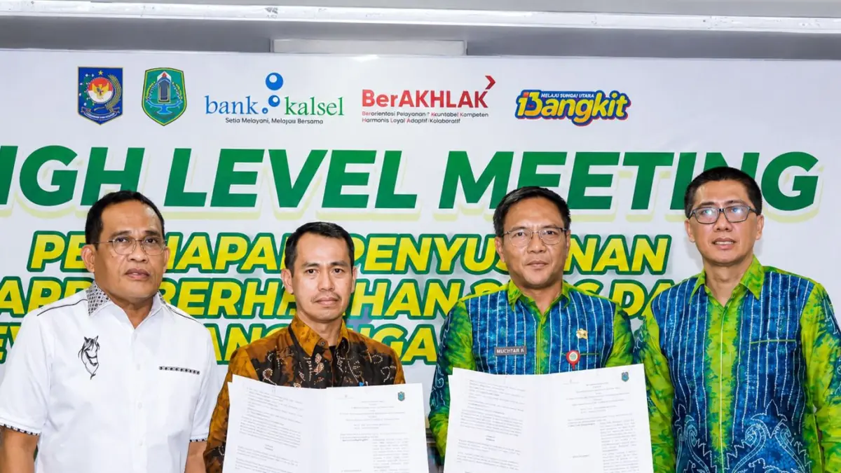 EKONOMI: Jelang APBD Perubahan 2026 dan APBD 2027, Pemkab HSU gandeng Bank Kalsel bahas strategi fiskal dihadiri Bupati HSU H Sahrujani, Minggu (7/6/2026).(Foto: Pemkab HSU)&nbsp;