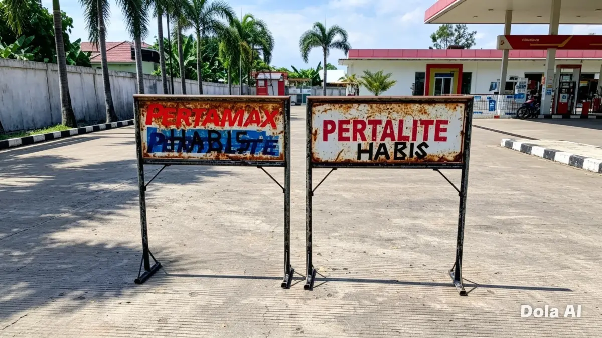 KOSONG: SPBU Banjang di Kecamatan Banjang, Kabupaten HSU kehabisan stok Pertalite dan Pertamax. (Foto: M.Akbar)&nbsp;