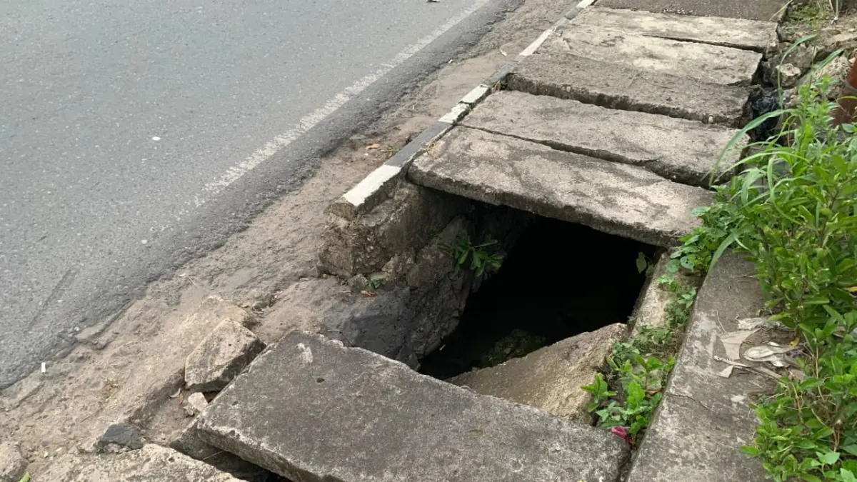 PATAH: Salah satu titik drainase yang masuk perencanaan perbaikan di Banjarbaru.