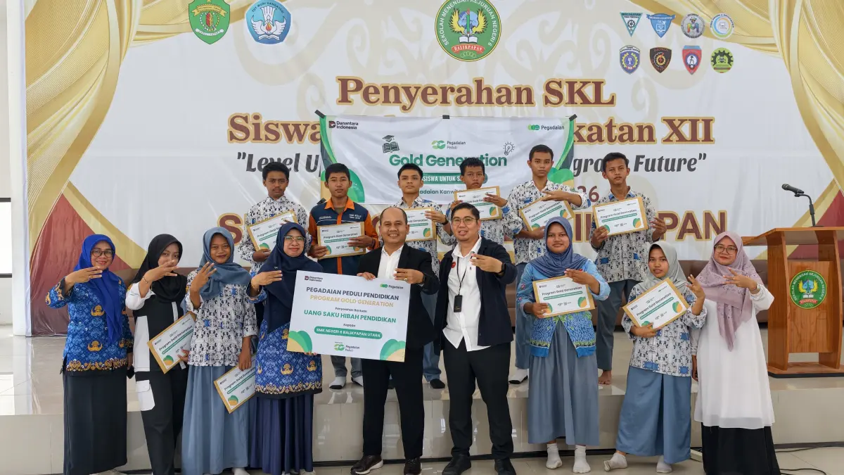 DUKUNG: Pegadaian Kanwil IV Balikpapan salurkan beasiswa "Gold Generation" di SMKN 6 Balikpapan Utara.&nbsp;