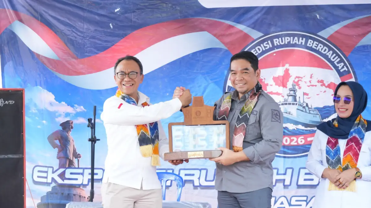 EKSPEDISI: Tanda seremonial selesainya Ekspedisi Rupiah Berdaulat di Kotabaru, Minggu (14/6/2026).(Foto:Prokopim Setda Kotabaru)