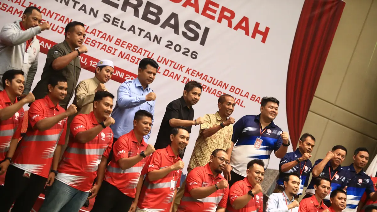 TERPILIH: Muhammad Syaripuddin alias Bang Dhin resmi terpilih secara aklamasi sebagai Ketua Umum Perbasi Kalimantan Selatan periode 2026-2030. (M Idris Jian Sidik)