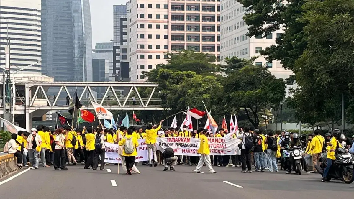 UNJUK RASA: BEM UI menggelar aksi demonstrasi bertajuk 