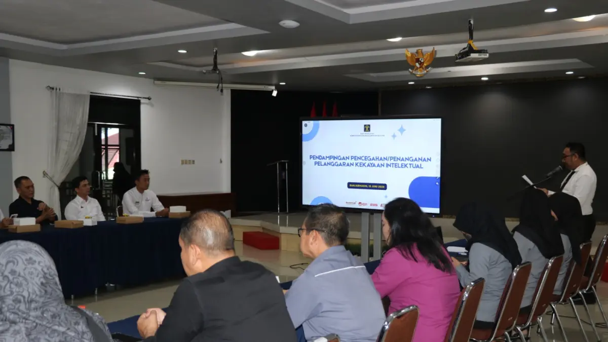 SINERGI: Kanwil Kemenkum Kalsel menggelar kegiatan Pendampingan Pencegahan dan Penanganan Pelanggaran KI bersama APH dan pelaku usha perhotelan di Balai Pertemuan Garuda, Senin (15/6/2026).(Foto-foto: Kanwil Kemenkum Kalsel)