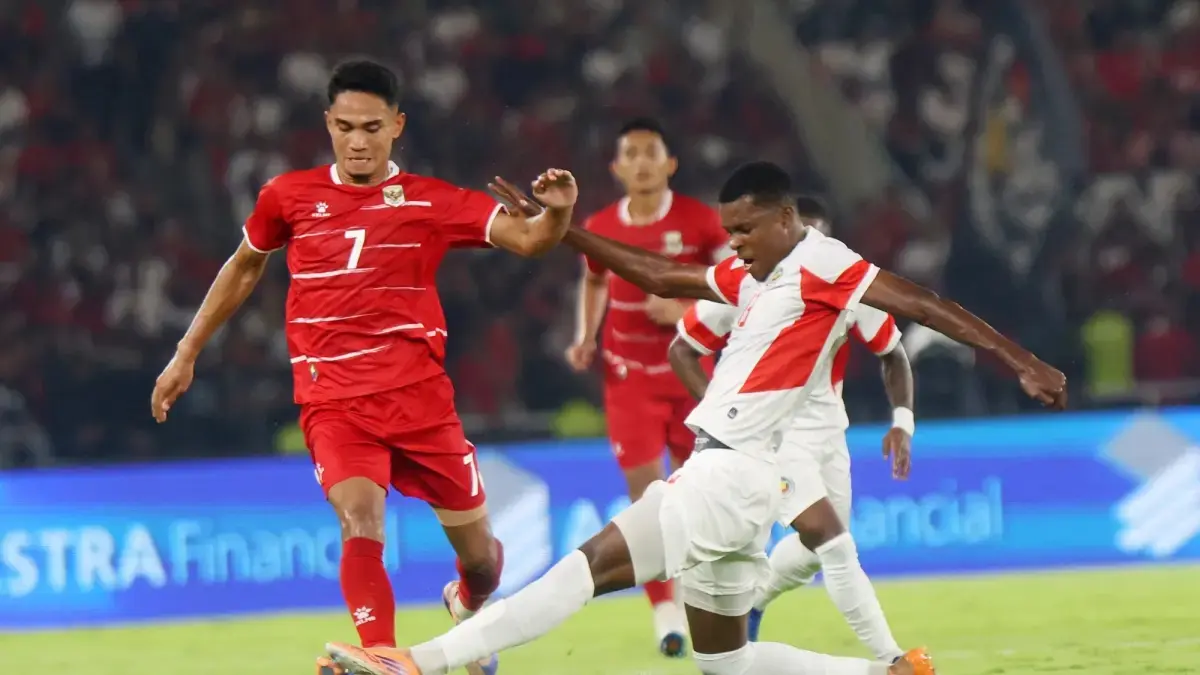 TIMNAS: Pesepak bola Timnas Indonesia Marselino Ferdinan saat melawan Mozambik dalam laga FIFA Matchday di Stadion Utama Gelora Bung Karno (SUGBK), Senayan, Jakarta, Selasa (9/6).
(Dery Ridwansah/ JawaPos.com)