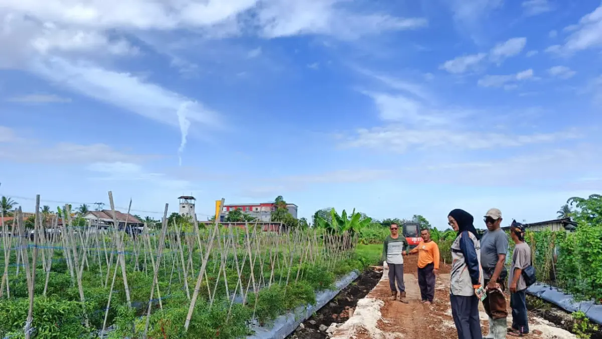 MEMANTAU: Anggota DPRD Banjarbaru, Siska Monalisa saat melakukan tinjauan lapangan di Jalan Usaha Tani, Kelurahan Landasan Ulin Utara, Selasa (23/6/2026).(Foto:Sheilla Farazela/Radar Banjarmasin)