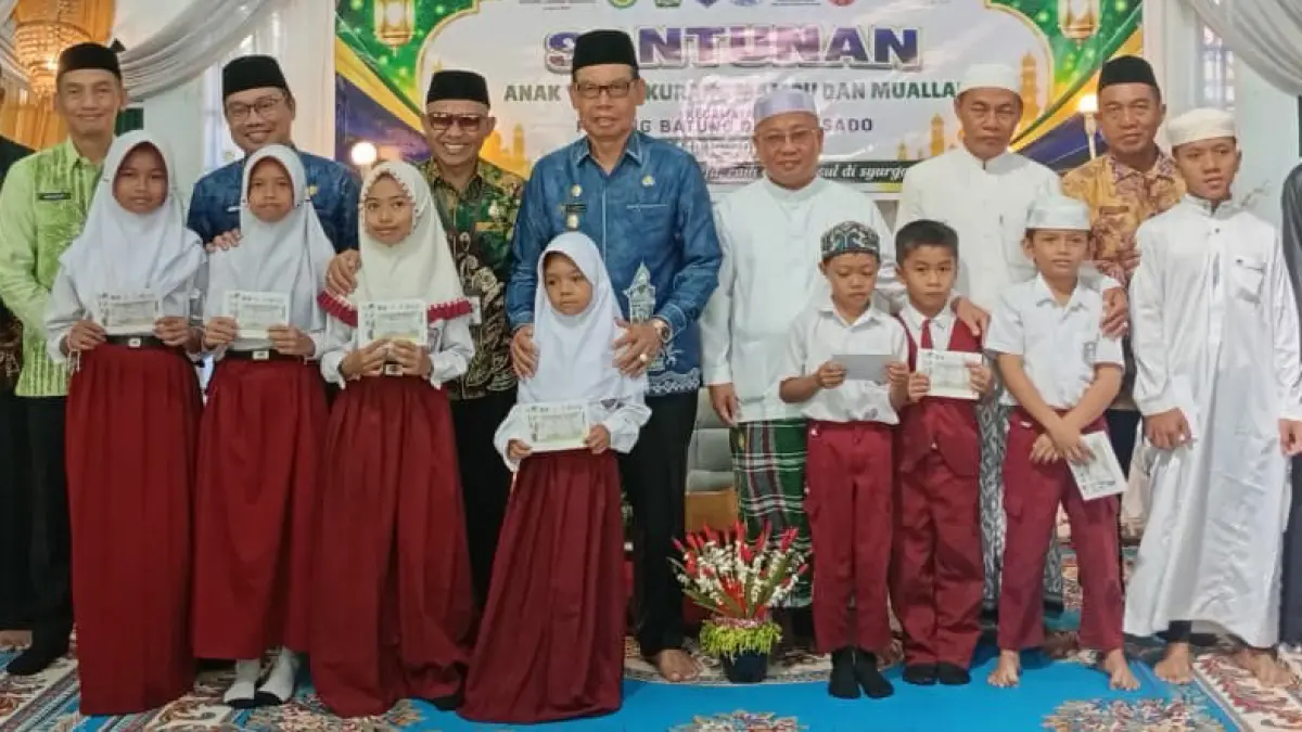 SANTUNAN: 430 anak yatim, kurang mampu, dan mualaf mendapatkan santunan dari KKG PAI Kecamatan Padang Batung dan Loksado.