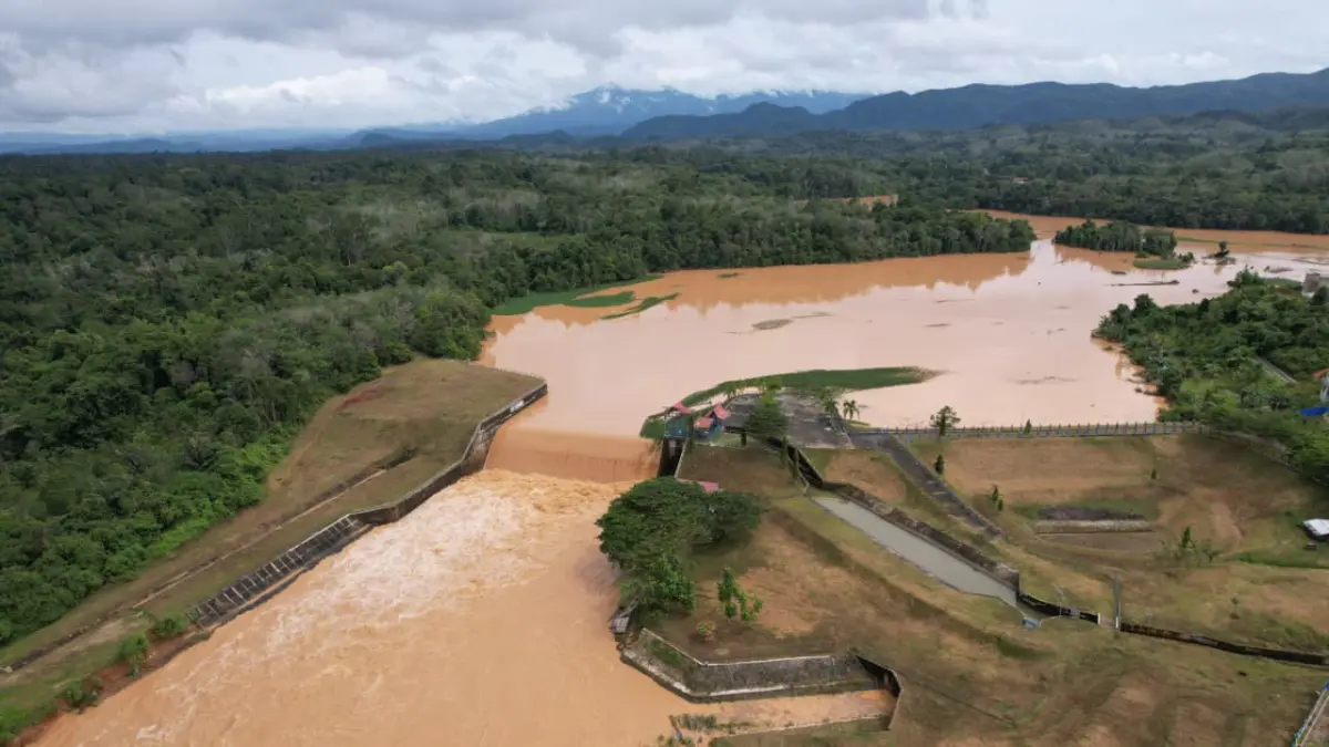 BENDUNGAN: Infrastruktur irigasi di Kabupaten Balangan yang menjadi pusat perhatian publik menyusul adanya keluhan banjir dan kekeringan di area persawahan warga. (M Dirga/Radar Banjarmasin)