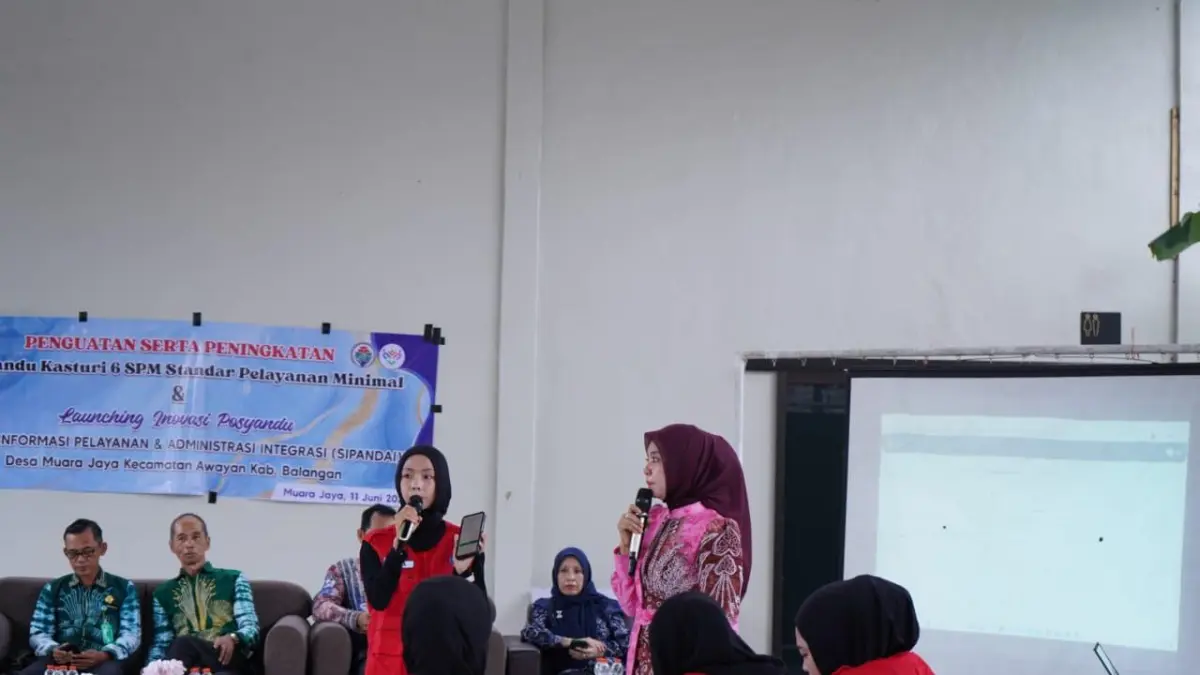 INOVASI SIAPANDAI: Penyampaian inovasi SIPANDAI kepada para kader Posyandu Kasturi Enam Standar Pelayanan Minimal (SPM) Desa Muara Jaya, Awayan, Kamis (11/6/2026).