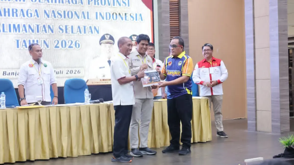 EVENT: Kabupaten Hulu Sungai Utara (HSU) resmi ditetapkan jadi tuan rumah Porprov XIII Kalsel 2029 di agenda Musprov KONI Kalsel 2029 di Hotel Aria Barito, Sabtu (4/7/2026).(Foto: Istimewa)&nbsp;
