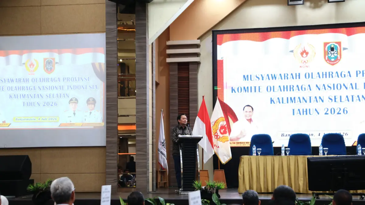 RESMI: Hasnuryadi Sulaiman resmi terpilih secara aklamasi sebagai Ketua Umum KONI Kalimantan Selatan periode 2026-2030 dalam Musyawarah Olahraga Provinsi (Musorprov) KONI Kalsel di Banjarmasin, Sabtu (4/7/2026).(M Idris Jian Sidik)