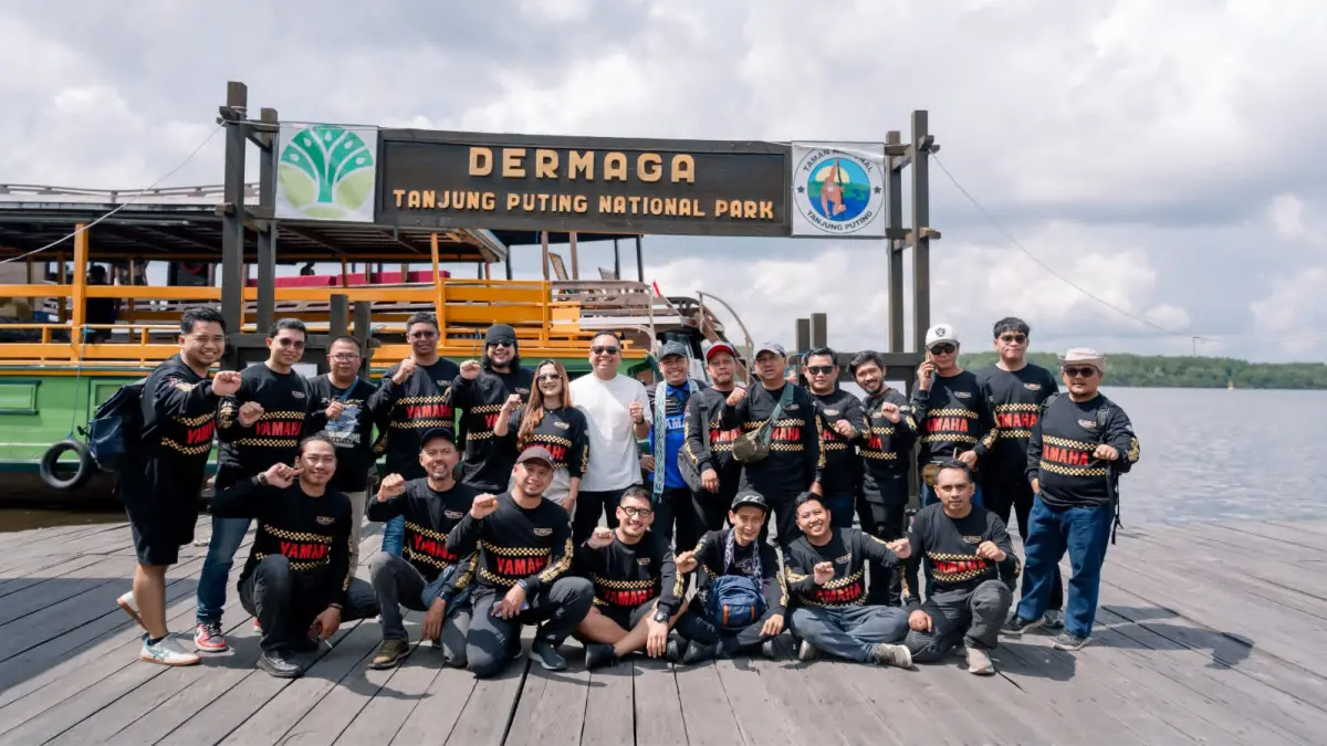 KONSERVASI ALAM: Peserta MTBN 2026 tiba di Taman Nasional Tanjung Puting saat berada di Pangkalan Bun.(Foto: PT STSJ Yamaha Kalselteng)