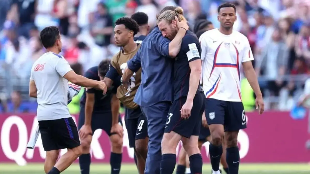 GUGUR: Timnas Amerika Serikat sebagai salah satu negara tuan rumah harus gugur usai kalah dari Belgia di babak 16 besar Piala Dunia 2026, Selasa (7/7).&nbsp;
(FIFA)