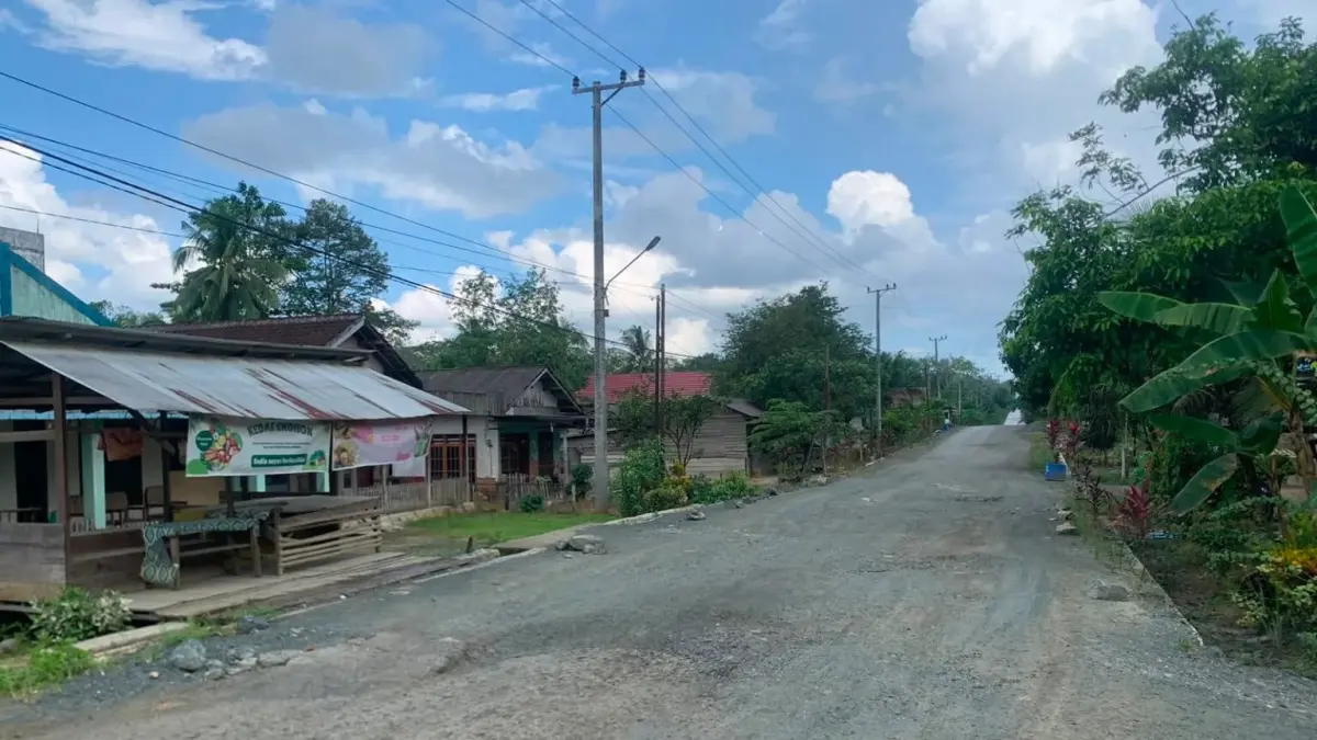 DIPERBAIKI: Ruas jalan penghubung Kecamatan Kusan Hulu dan Karang Bintang yang akan menjadi salah satu prioritas perbaikan pada 2026. (Foto: Desa Karang