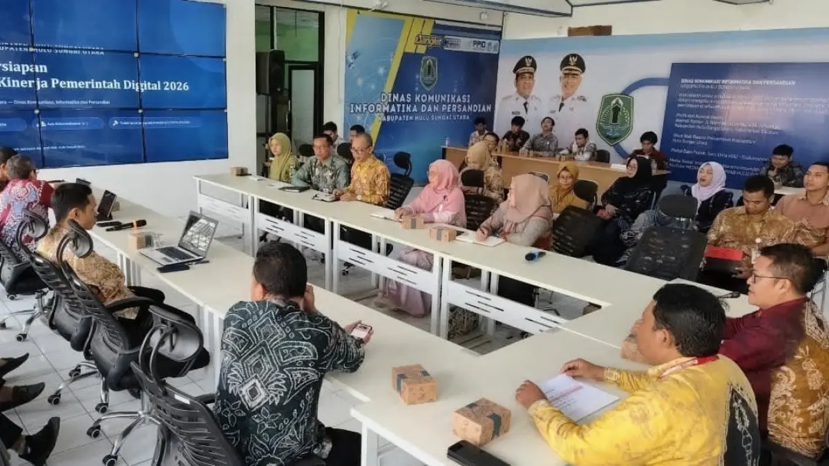 HADIR: Sekda HSU, Adi Lesmana hadir rapat koordinasi mematangkan persiapan Evaluasi Kinerja Pemerintah Digital 2026 dalam mempercepat transformasi digital dan meningkatkan pelayanan publik, Kamis (8/7/2026).(Foto: Pemkab HSU)&nbsp;