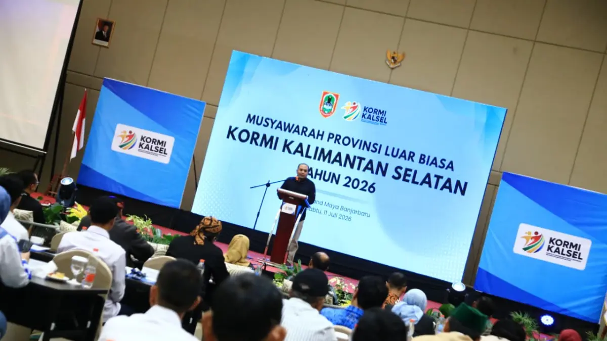 BENTUK PENGURUS: Suasana Musyawarah Provinsi Luar Biasa Komite Olahraga Masyarakat Indonesia (KORMI) Kalimantan Selatan 2026 di Banjarbaru, Sabtu (11/7/2026) sore.(Foto: M Idris Jian Sidik)