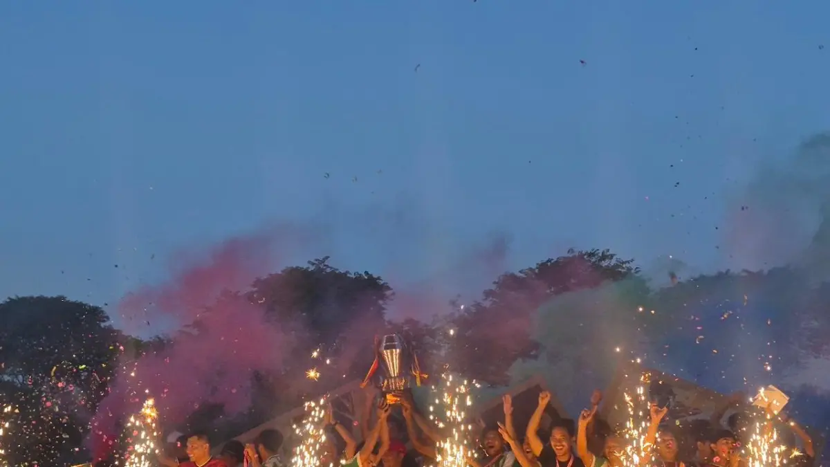 Tim Asal Batu Benawa HST Bhaskara X Arvhuz FC juara Piala Bupati HST Cup 2026. (Jamaluddin/Radar Banjarmasin).
