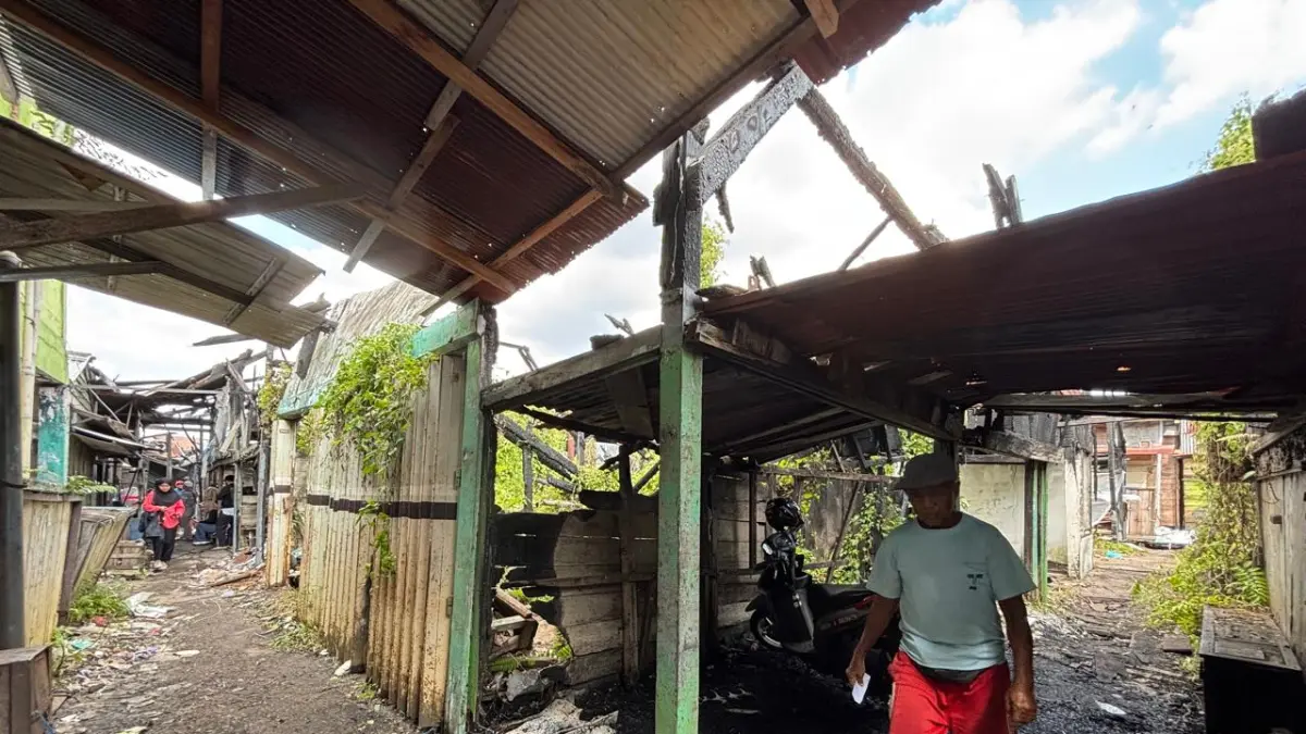 Blok Besi, Tahap I Pasar Harum Manis, Kawasan Pasar Lima Banjarmasin kembali tersorot. Lokasi ini sempat diterpa kebakaran pada 2024 lalu.(Zulvan Rahmatan/Radar Banjarmasin)