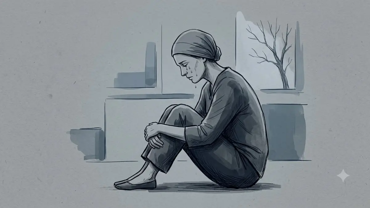 Ilustrasi penderita kanker pada wanita.(Dibuat oleh AI)
