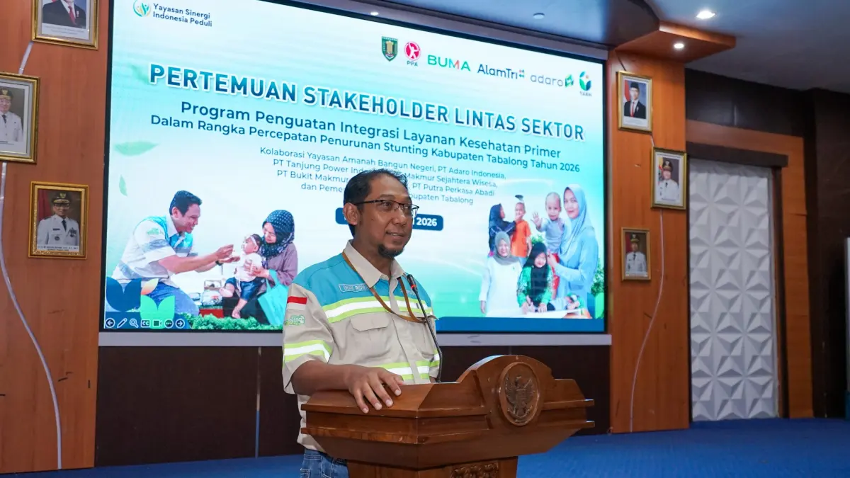 ///KOLABORASI : CSR Department Head PT Adaro Indonesia, Iwan Ridwan menyampaikan komitmen perusahaan untuk percepatan penurunan stunting di Tabalong.