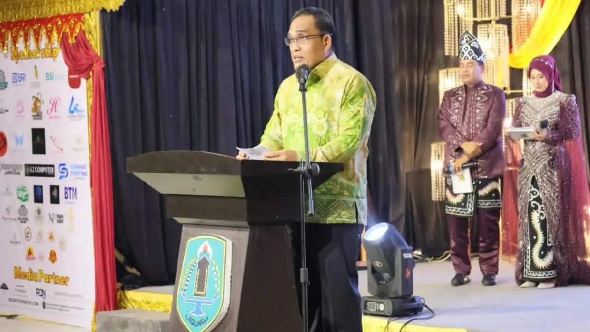 SAMBUTAN: Bupati Kabupaten Hulu Sungai Utara (HSU), H Sahrujani menghadiri Grand Final Pemilihan Nanang Galuh HSU 2026 di Aula Idham Khalid Amuntai, Sabtu (1/7/2026).(Foto: Pemkab HSU)&nbsp;