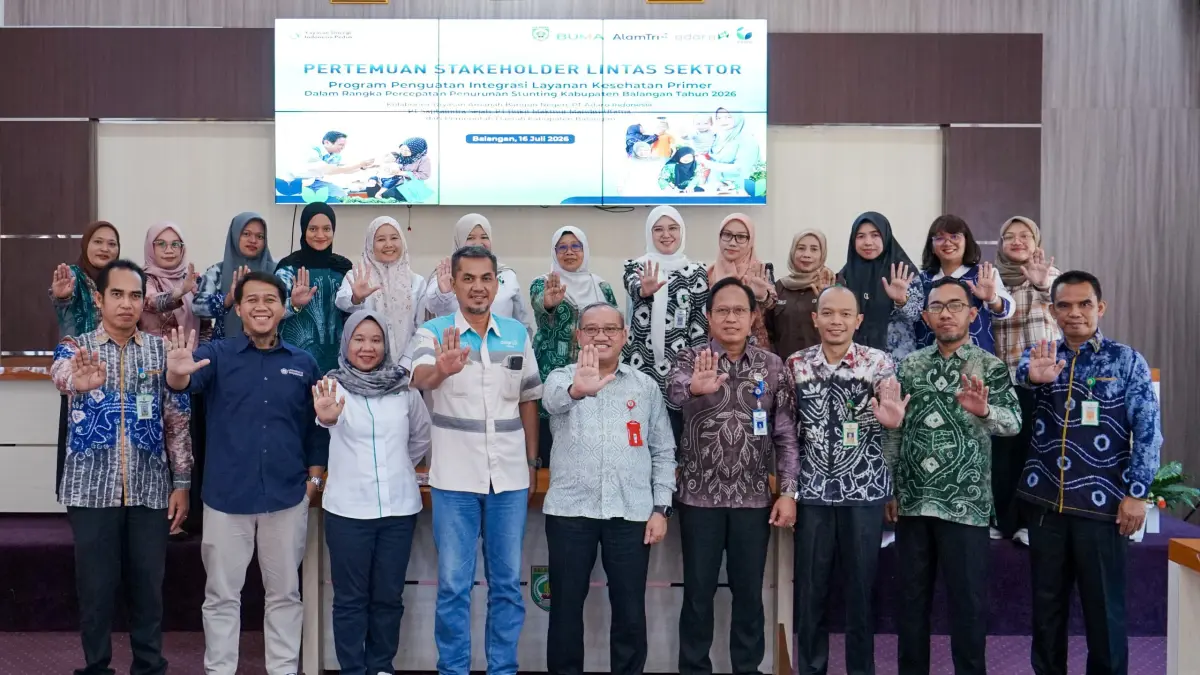 SINERGI BERSAMA: PT Adaro Indonesia bersama Pemkab Balangan dan mitra strategis memantapkan kolaborasi penguatan layanan kesehatan primer guna menekan angka stunting di wilayah operasional. (Foto: M Dirga /Radar Banjarmasin)
