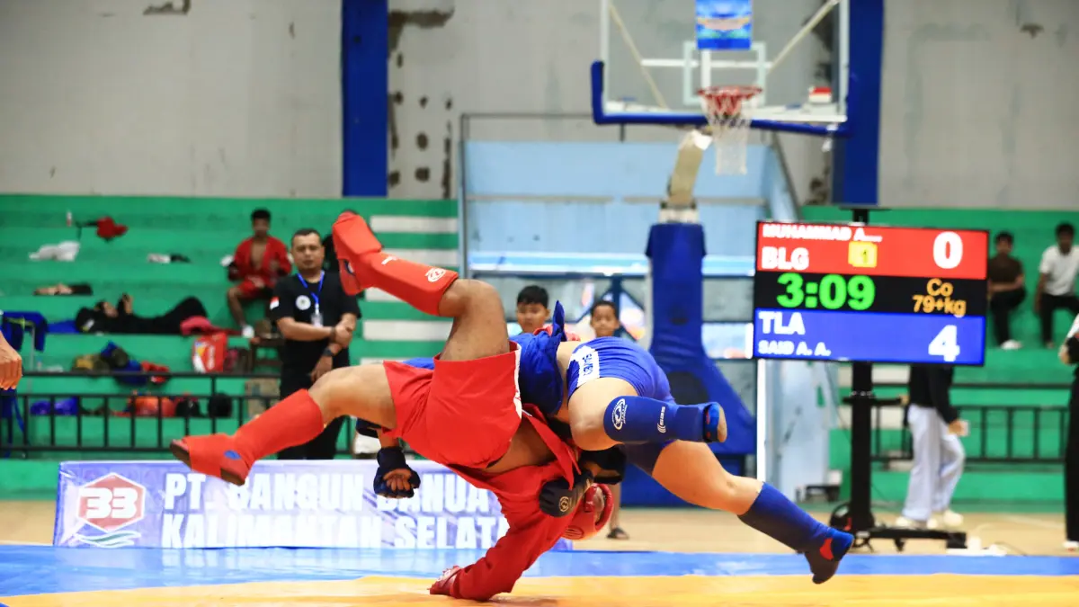 SAMBO: Pertandingan Kejuaraan Provinsi Sambo 2026 yang digelar Persambi Kalimantan Selatan di GOR Hasanudin Banjarmasin, Sabtu-Minggu (25-26/7/2026).(M Idris Jian Sidik)
